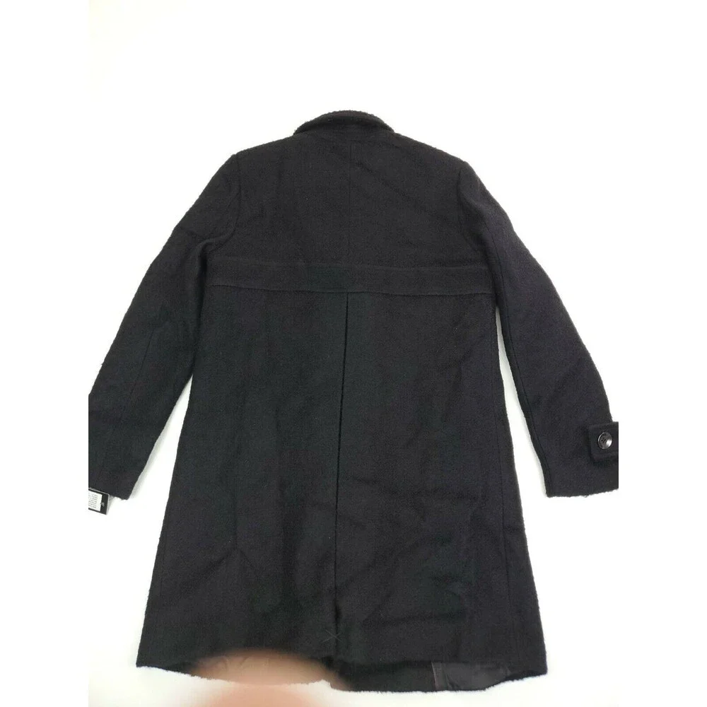 Fleet Street Ltd. Size M Classic Double Breasted Boiled Wool Coat, Black